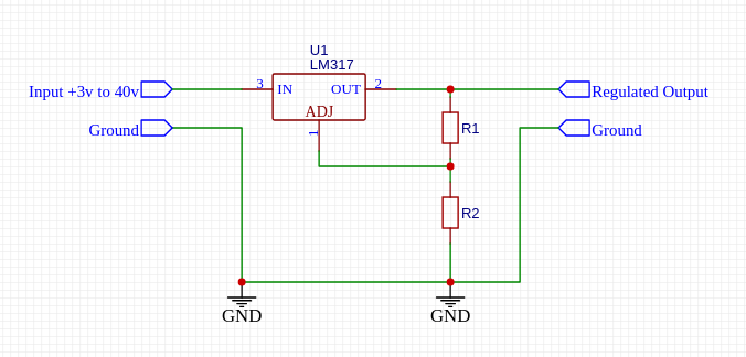 LM317 Typical use circuit - Fixed Voltage
