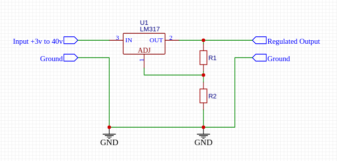 LM317 Typical use circuit - Fixed Voltage