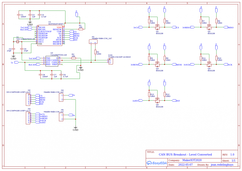 Schematic for the  Level converted CAN-BUS Module