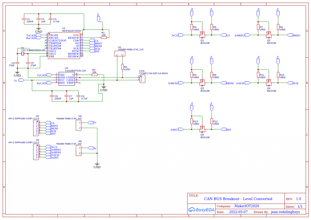 Schematic for the Level converted CAN-BUS Module