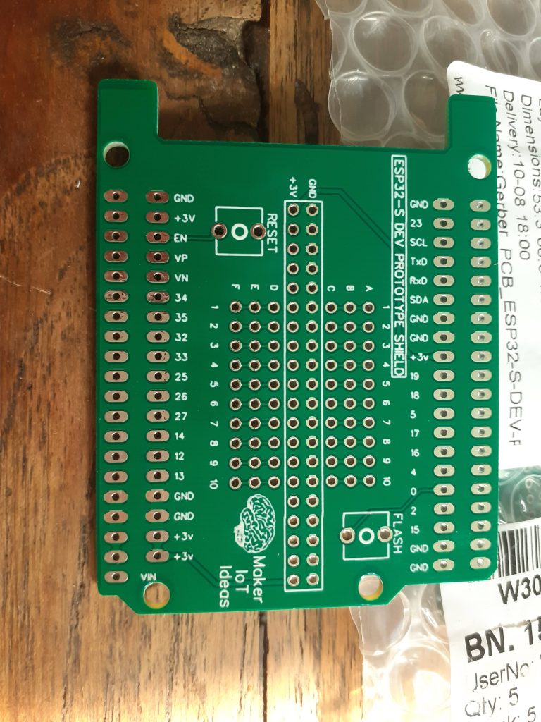 ESP32-S DEV Prorotype Shield - Unassembled, Top side