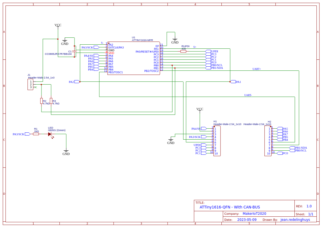 ATTiny1616 Schematic - MCU only,