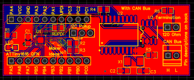 PCB layout design for the ATMEGA1616 with CAN bus Development PCB