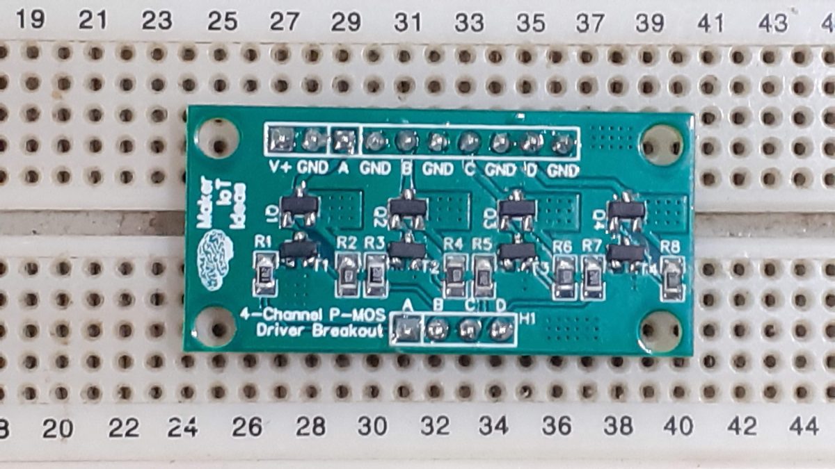 P-Channel Mosfet Driver PCB on a standard Breadboard